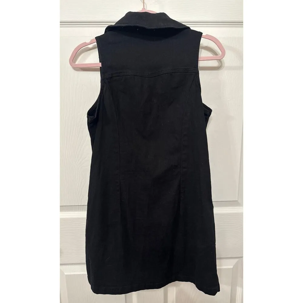 Day+Moon Black Denim Zip Front Sleeveless Dress, M Size M - Image 6