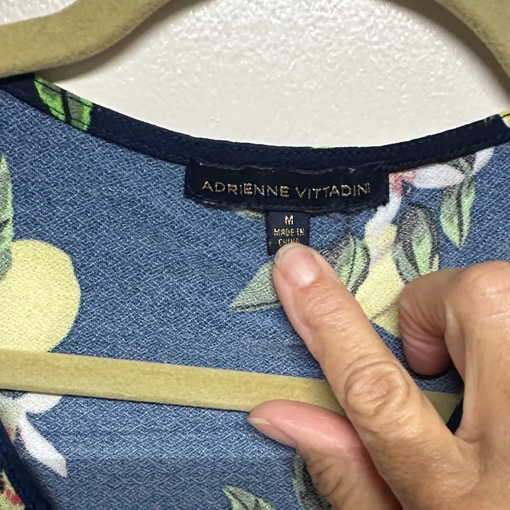 Adrienne Vittadini Navy Lemon Floral Blouse - Image 2