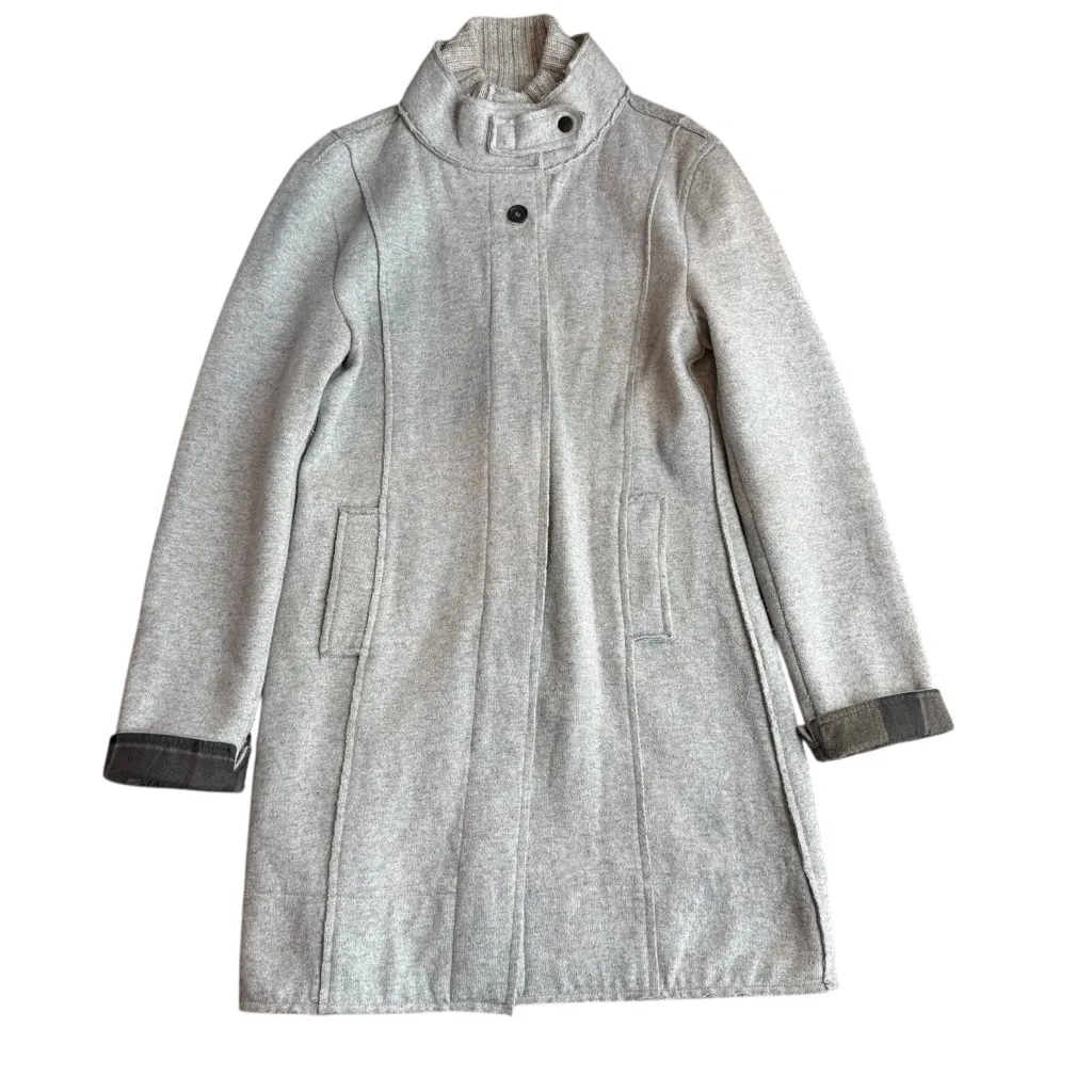 Barbour Women’s Size M Millfire Knit Sweater Jacket Gray Tartan Preppy Old Money - Image 3