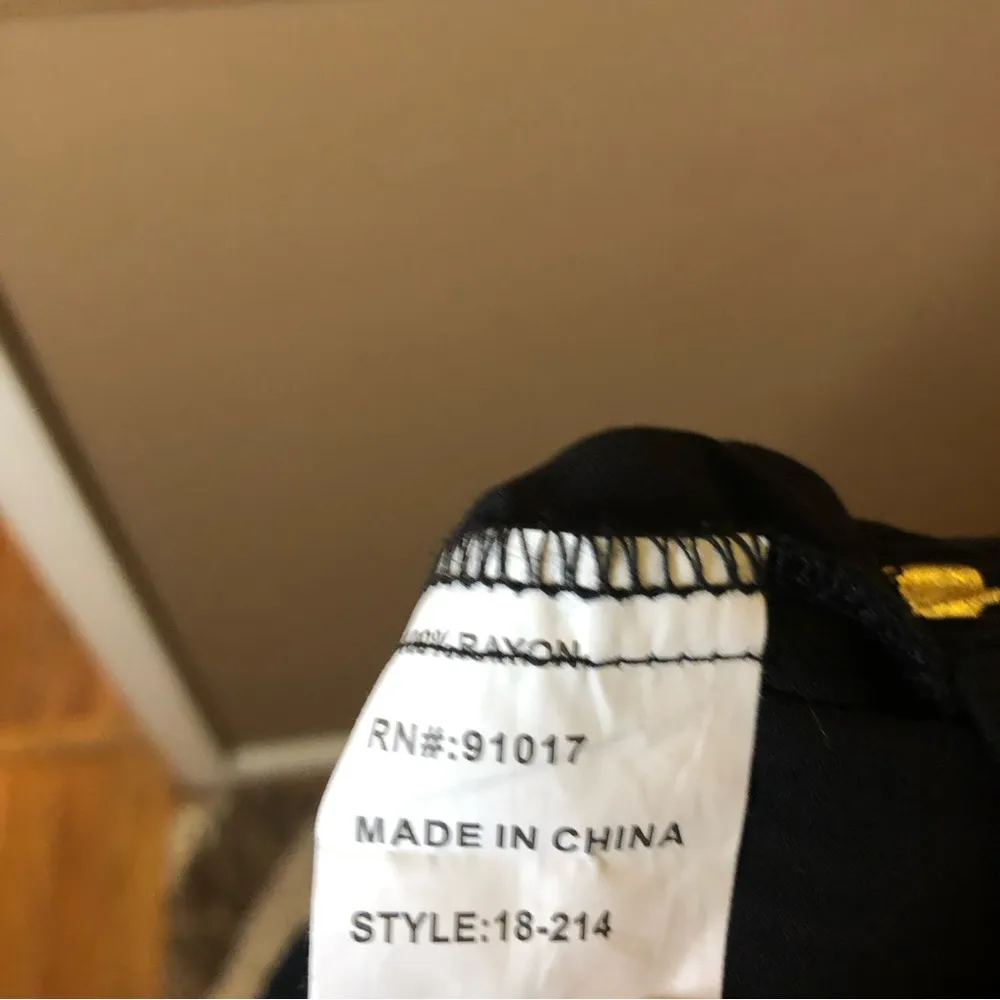 Solitaire‎ Swim Martini Glass Coverup Wide Leg Pants Black Gold Medium - Image 7