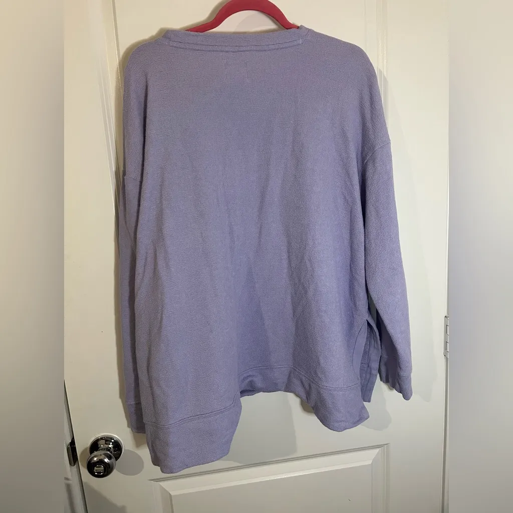 Marley Lilly Lilac Cotton Lounge Crewneck Terry Cloth Long Sleeve Top Sz L-XL - Image 11