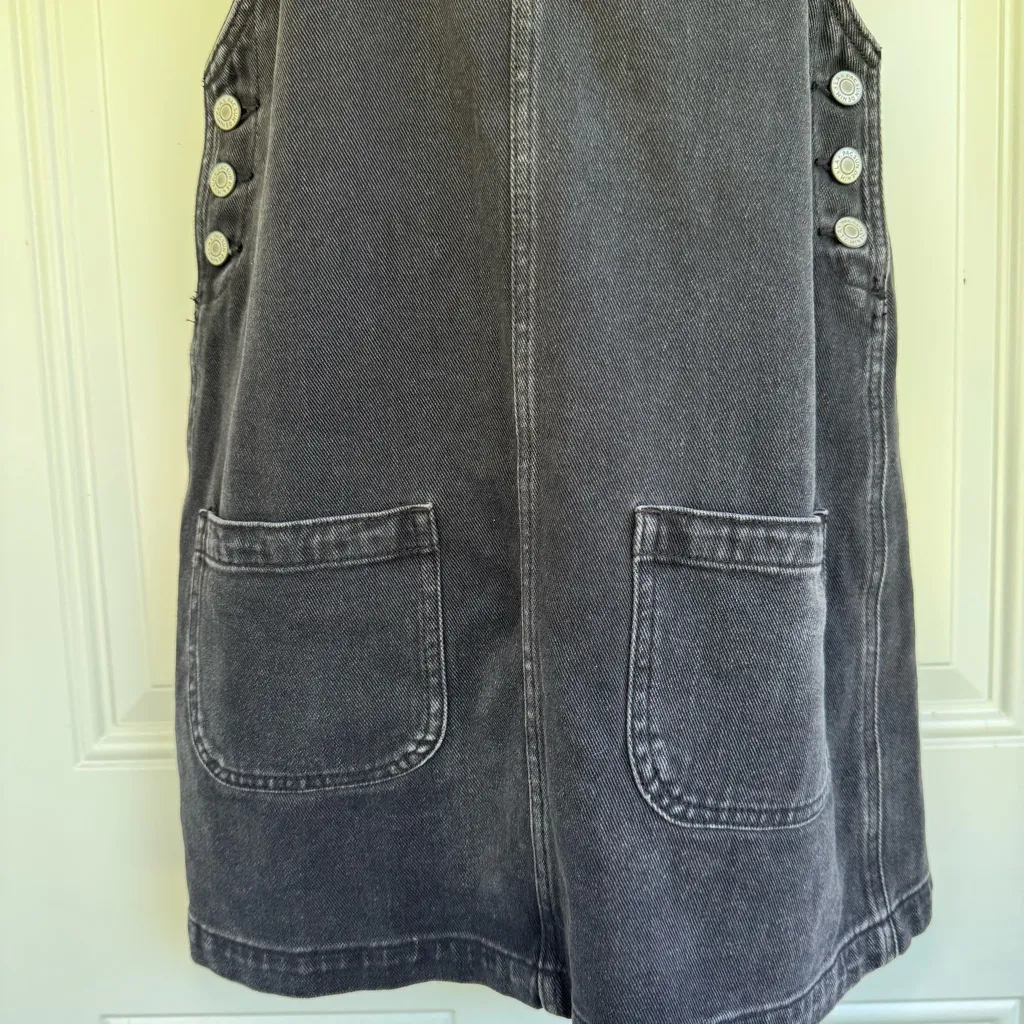 PacSun Women's Black Denim Overall Dress Small - Image 4