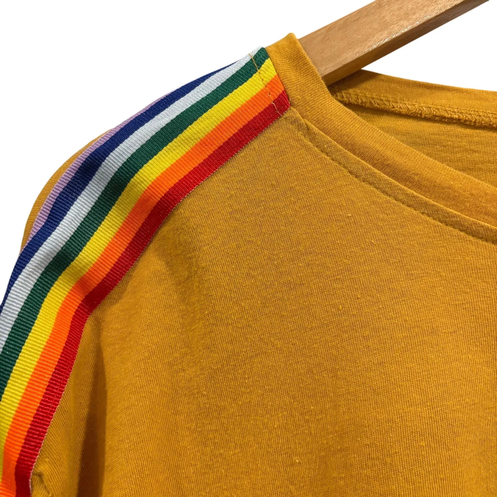 Y2K, 90's, Retro, Skater Yellow and Rainbow Crop Top Size XL - Image 3