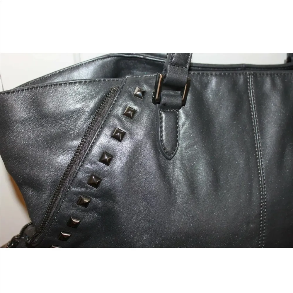 DKNY Gansevoort Metallic Black Studded Leather Bag - Image 3