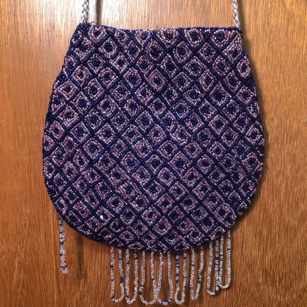 y2K Purple and Blue Patterned Beaded Mini-Satchel - Image 5