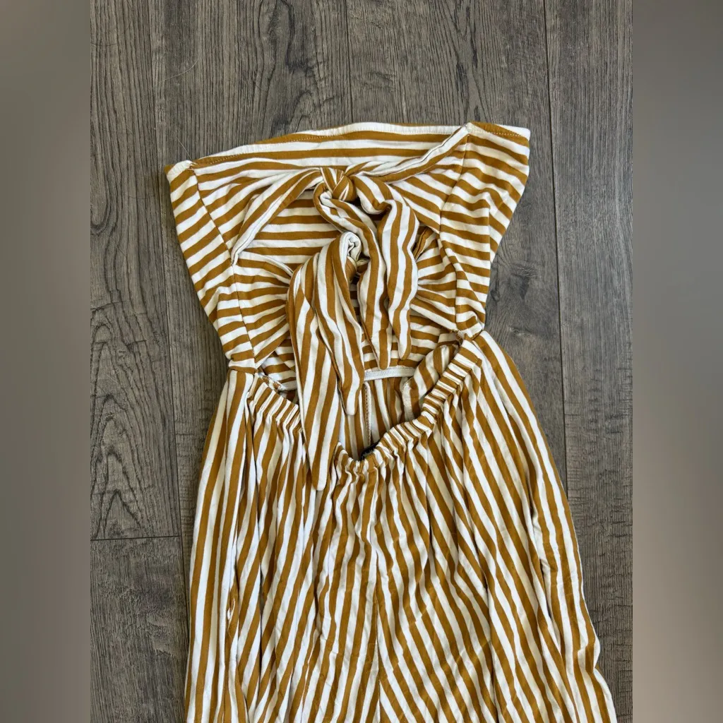 American Eagle Outfitters Yellow Striped Tube Jumpsuit- Small - Image 6