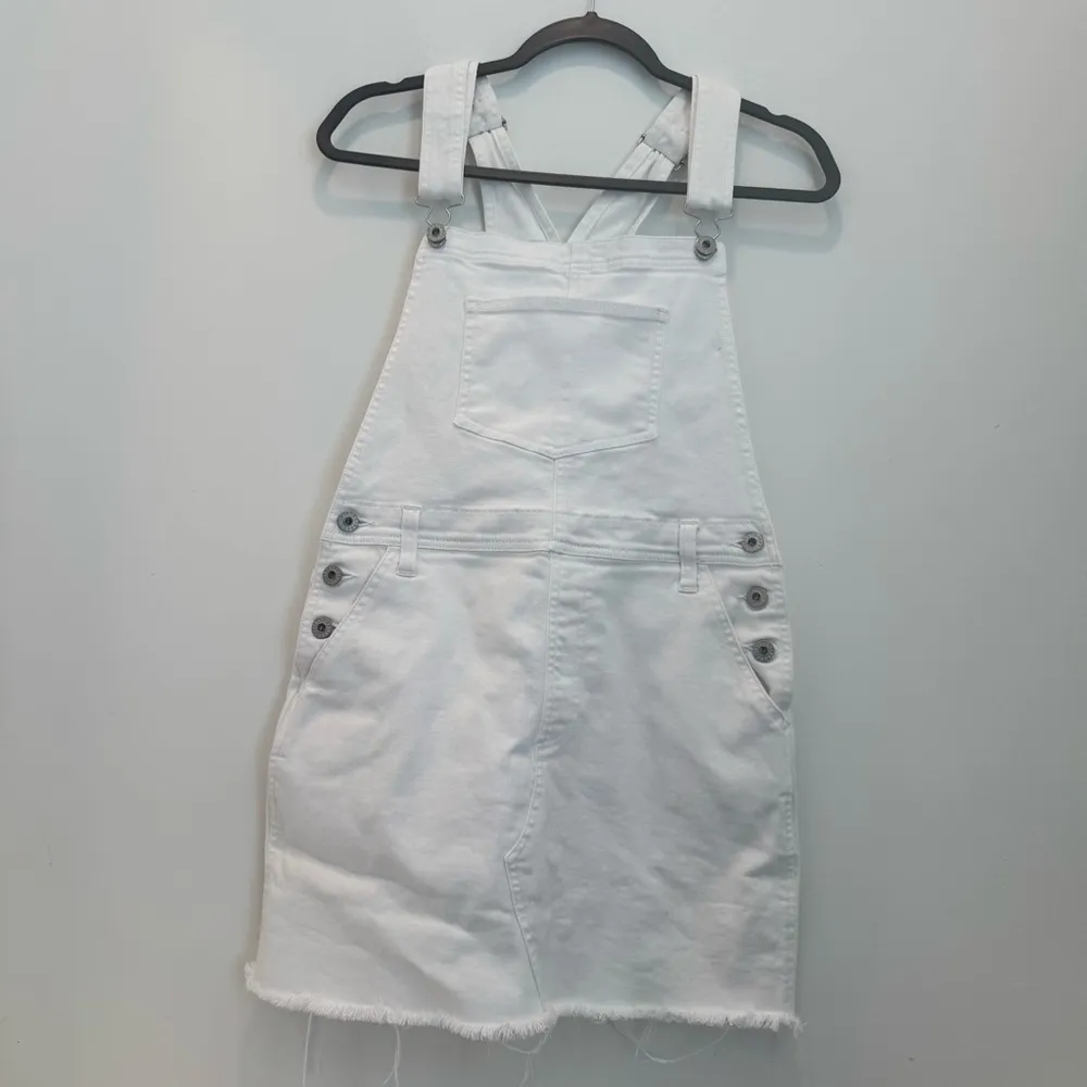 AG Adriano Goldschmied  Jeans White Denim Kaitlin Mini Skirt Overalls Denim M - Image 11
