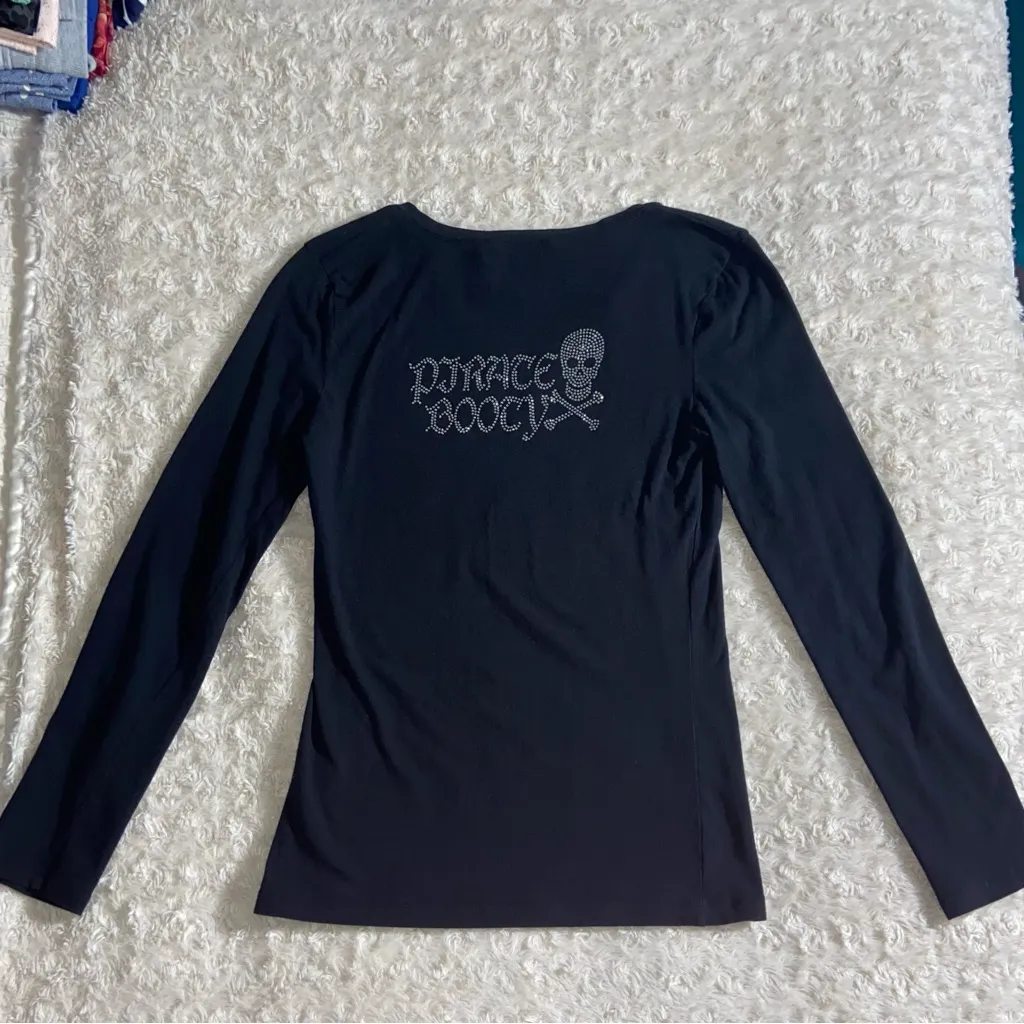 Black Pirate Booty Embellished Long Sleeve Shirt Gaspy Gasparilla Buccaneers - Image 3