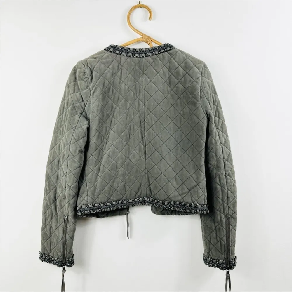 Haute Hippie Chain Quilted genuine leather Jacket in gray/ carbon XS - Image 4