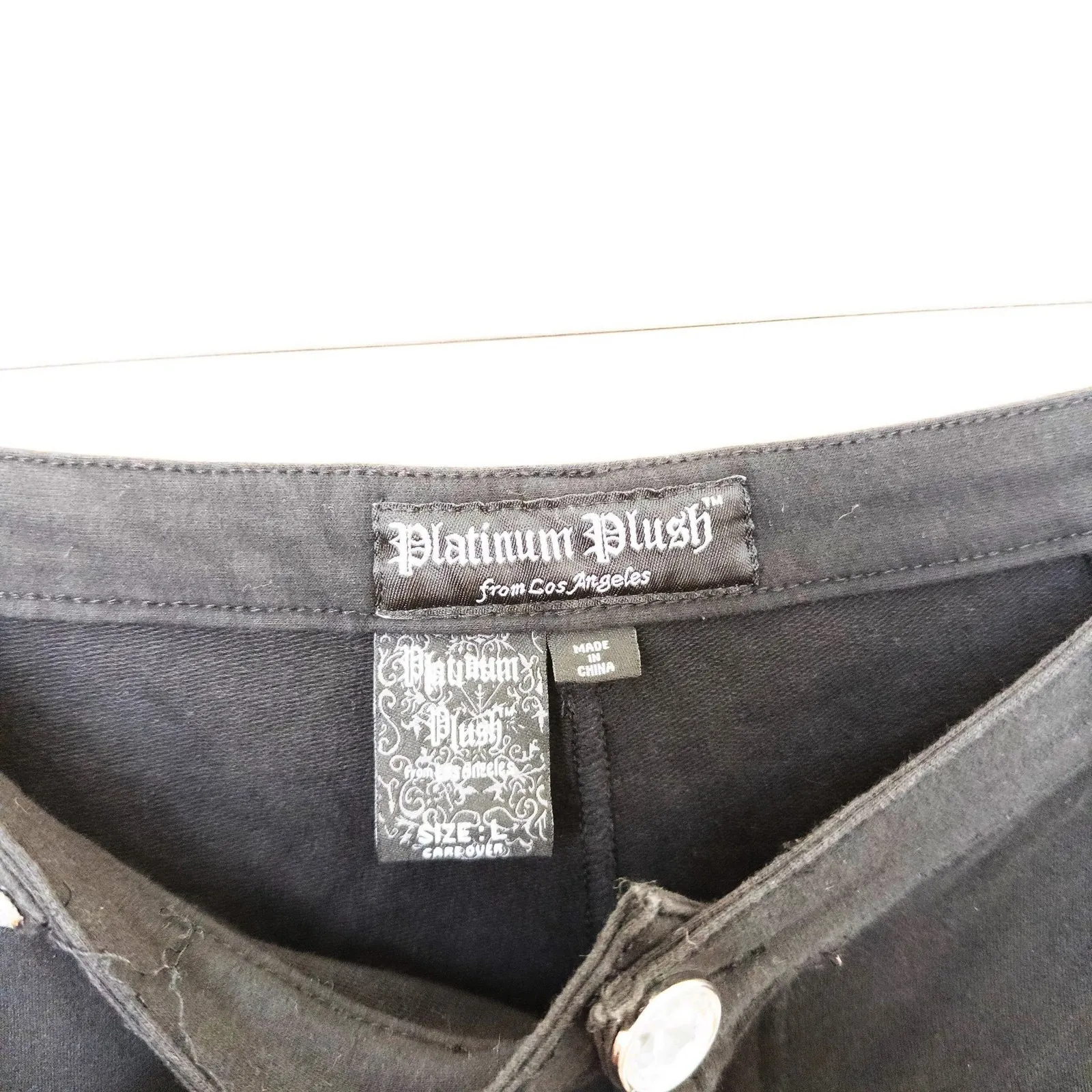 Platinum Plush Womens Low Rise Pants Size L Black Rhinestone Panel Y2K Goth Alt Size L - Image 5