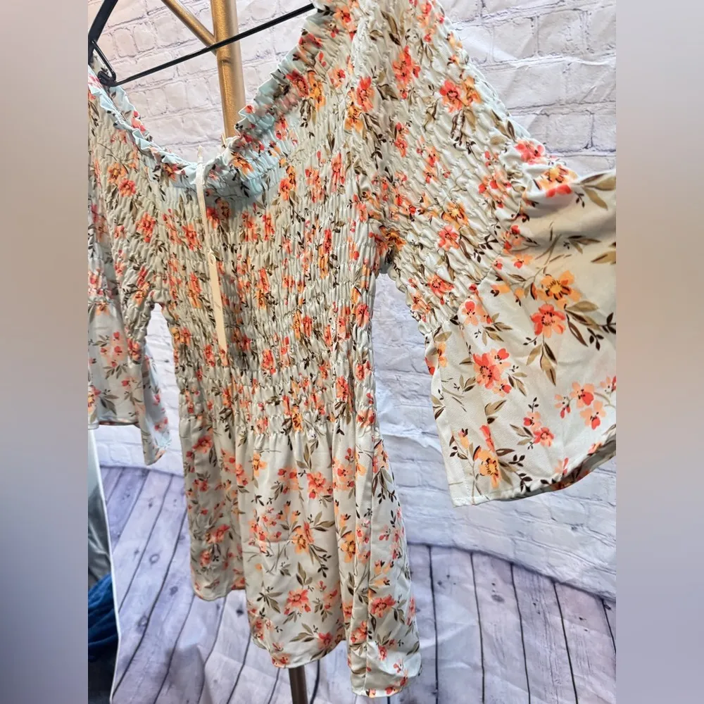 Anthropologie Pleione Off The Shoulder Blouse Floral Smocked - Image 3