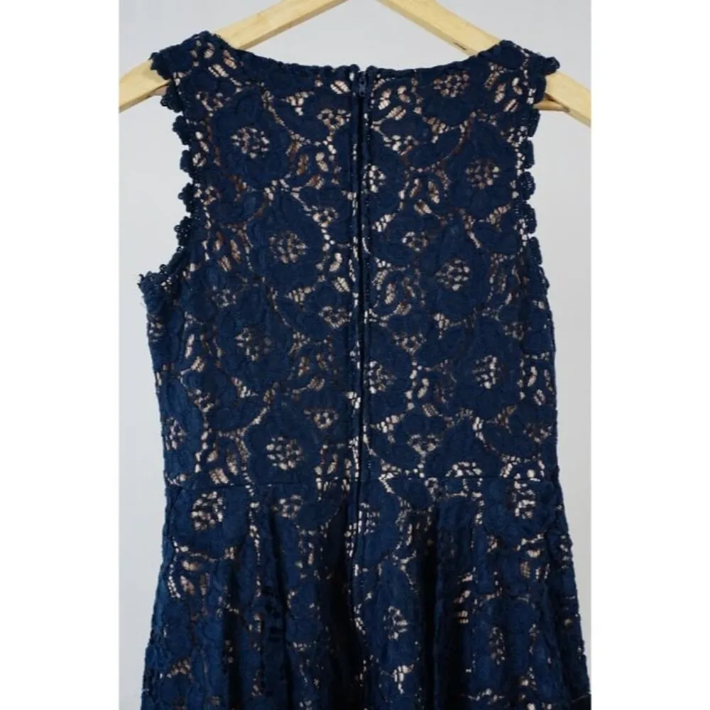 CITY STUDIO Formal Holiday Blue Lace Floral Dress Juniors Size 7 - Image 5