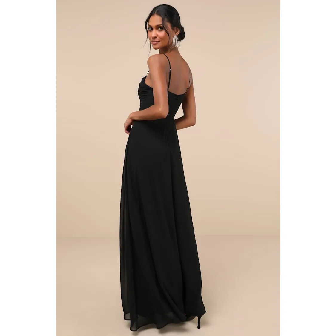 NWT Lulus Sweeney Black Sleeveless Maxi Dress Wedding Formal Cocktail Sz L - Image 4