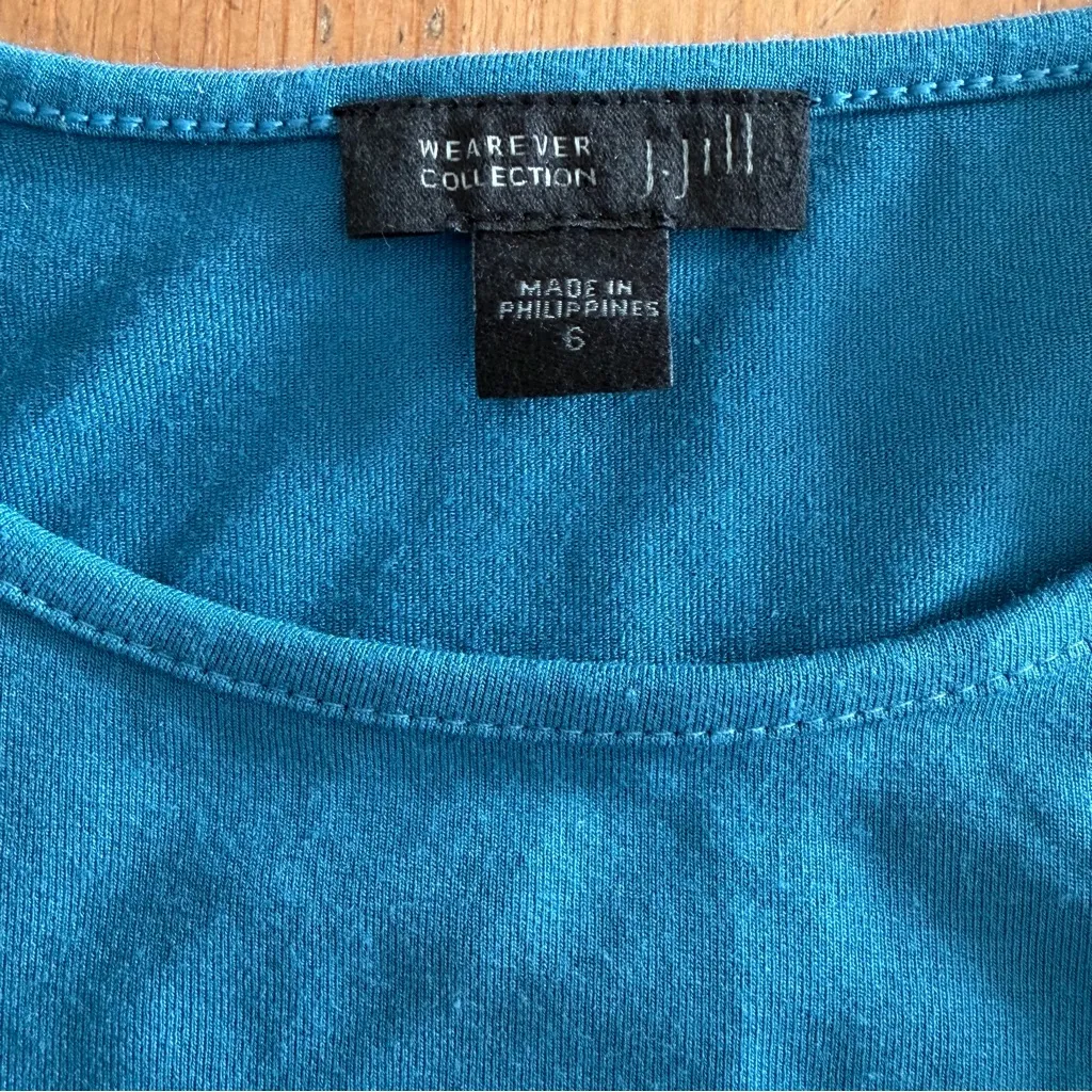 J. Jill Wearever Teal Crew Neck A-line Tunic Top Size 6 - Image 2