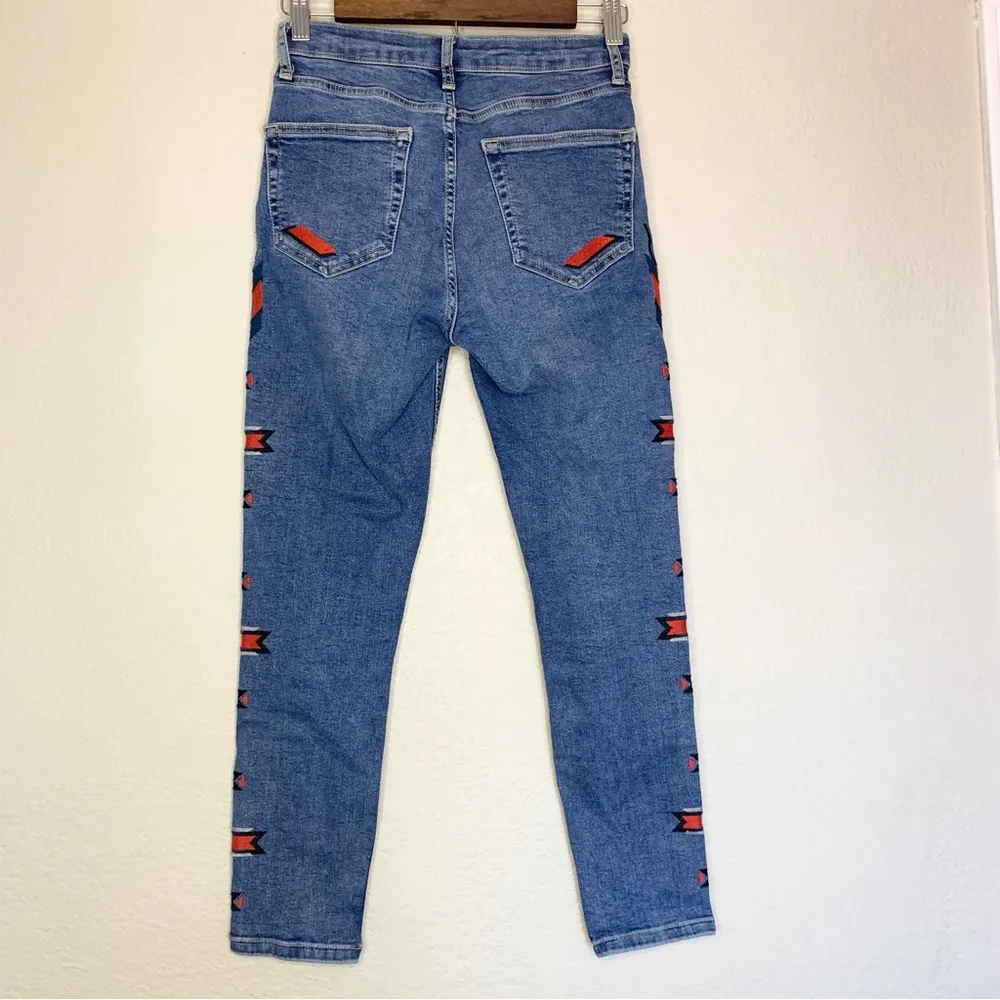 TopShop Moto Jamie Embroidered Southwestern Skinny Jeans Size 28 - Image 7