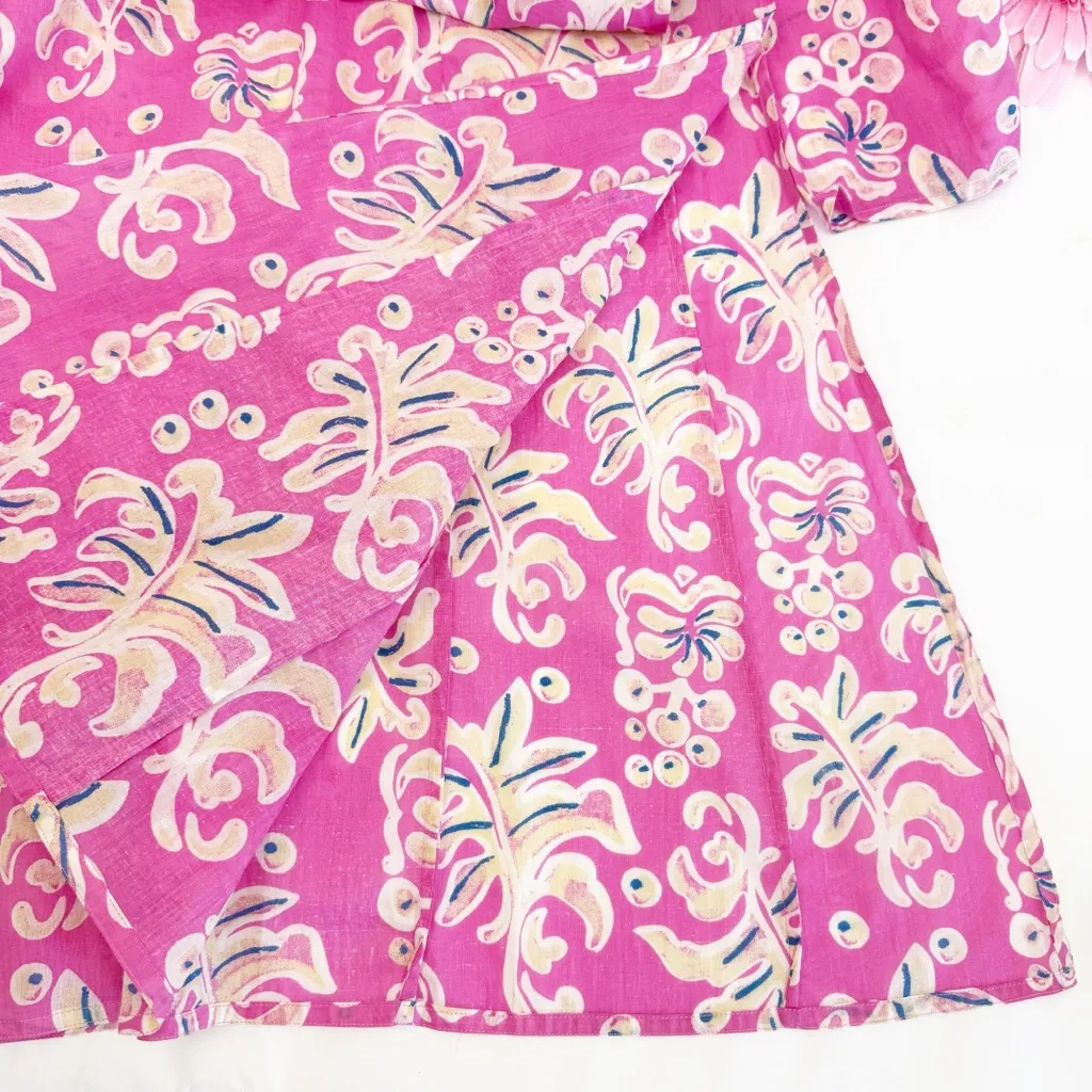 Ro’s Garden Cotton Classic Kurta Long Midi Maxi Dress Kazo Pink Floral Bohemian Size XS - Image 7