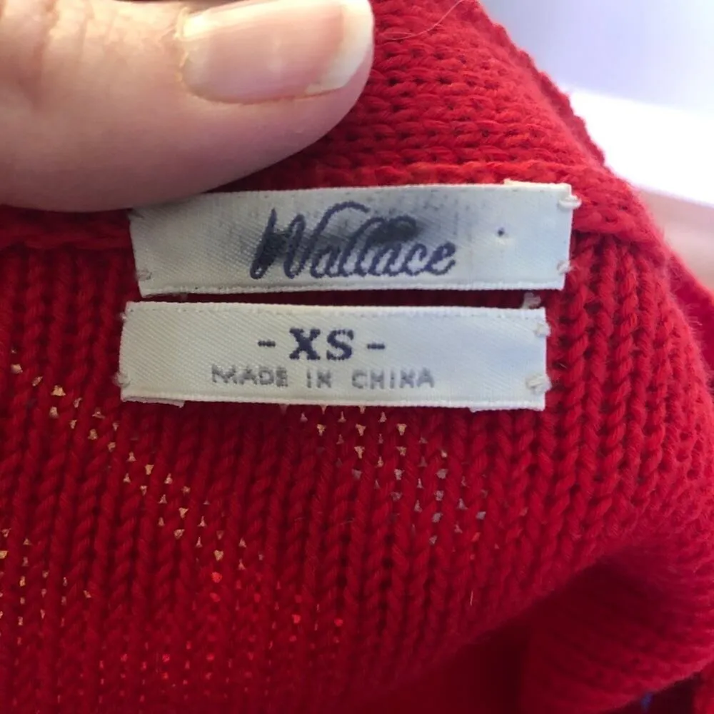 Wallace Madewell Cardigan Knit Jacket Sweater Red Womens XS Academia Preppy - Image 3