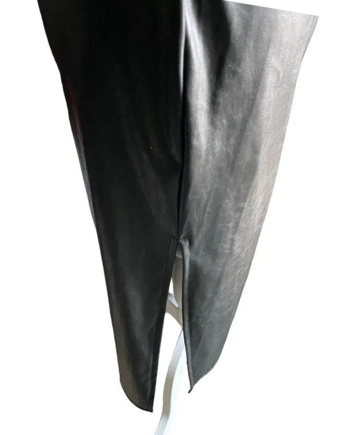 NWT- Stunning black faux leather dress, back zipper, adjustable straps, excellent condition, size small - Image 4