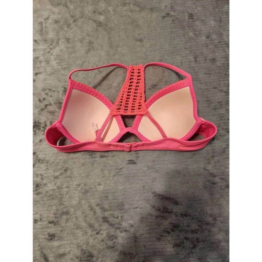 Victoria's Secret 32A The Fabulous Bikini Top Pink Padded Swimwear Strappy Back - Image 2