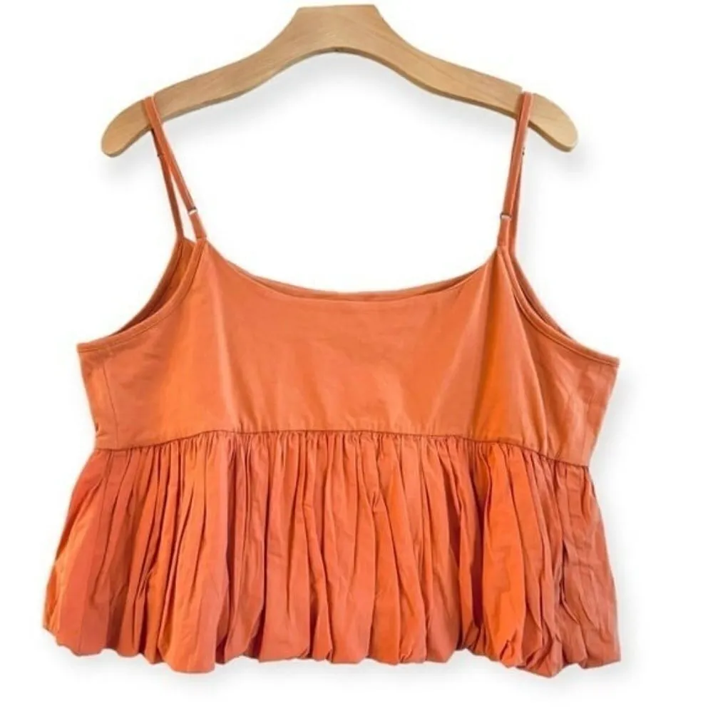 ANTHROPOLOGIE Maeve Ruffled Bubble Hem Cropped Tank Top Peach Size XL NEW - Image 3