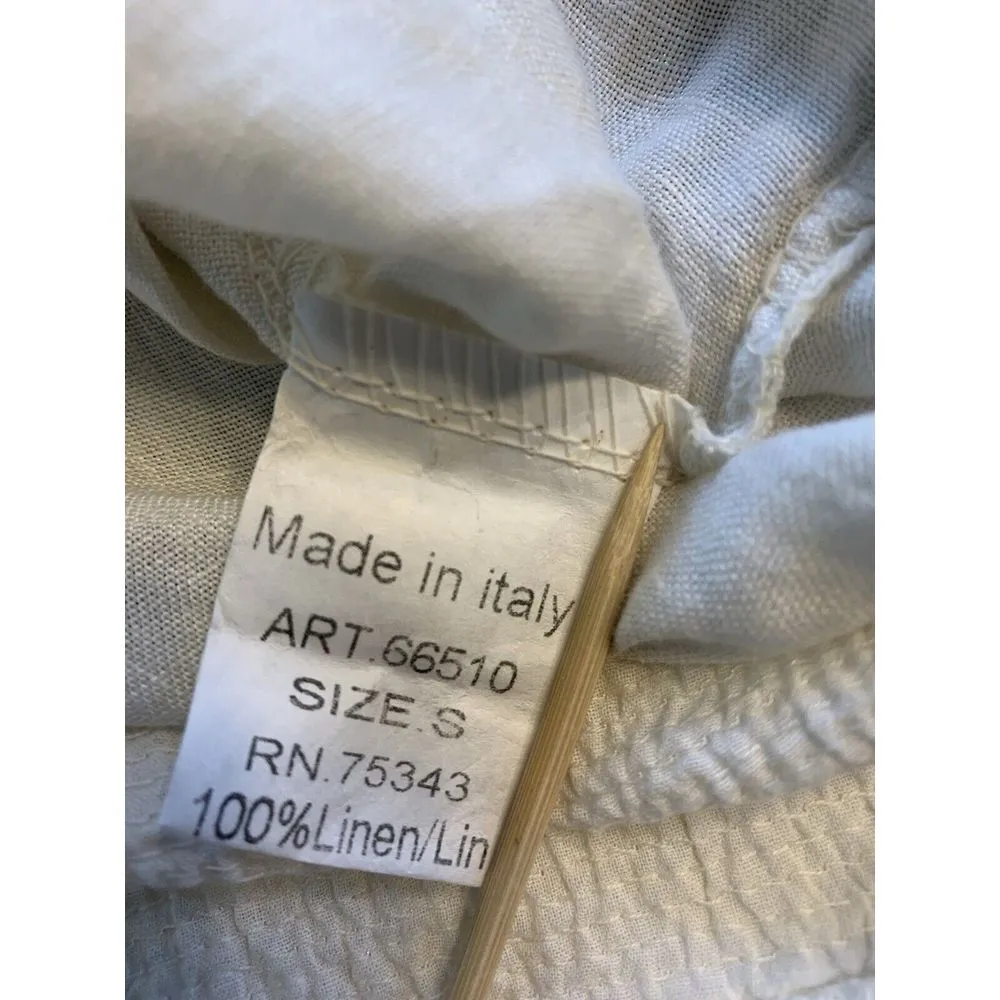 Made In Italy Linen Tunic Top Sleeveless Sequins Bling White Sparkly Beach Bride - Image 6