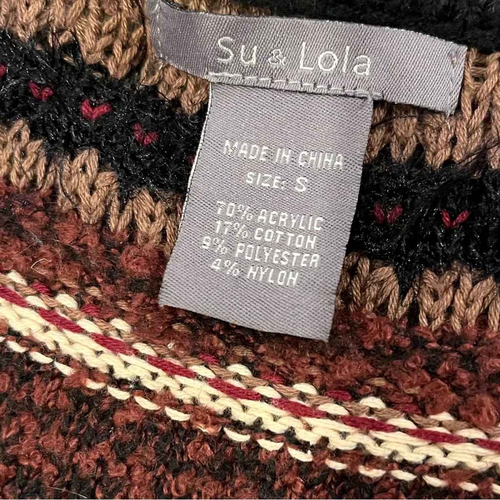 Su & Lola Brown Multicolor Stripe Long Sleeve Long Length Cardigan Womens Size S - Image 7