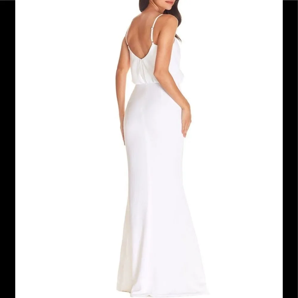 Dress the population Gracelyn off white blouson gown - Image 7