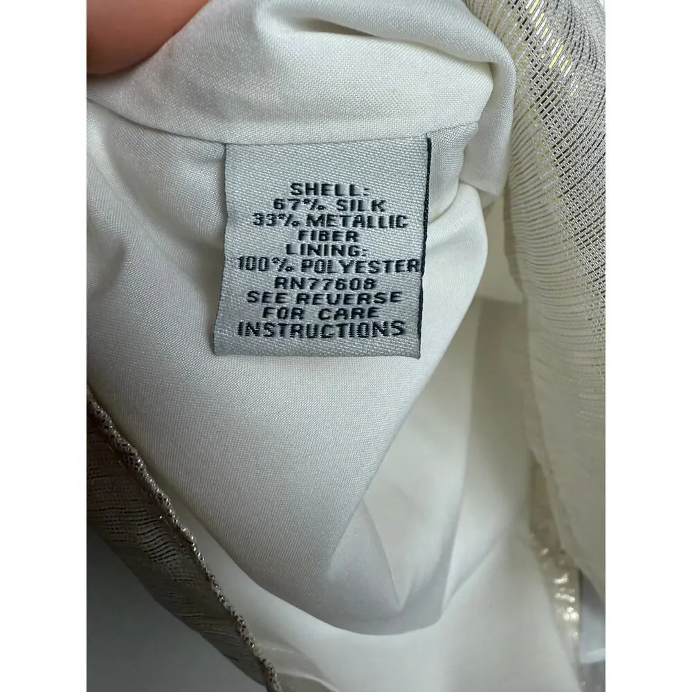 J. Peterman Dazzling Metallic Blouse Sz. 8 Gold - Image 8