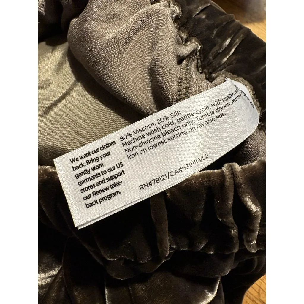 EILEEN FISHER Velvet Lantern Ankle Pants Size Medium Wren Chocolate Brown - Image 9