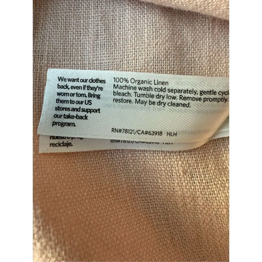 Eileen Fisher 100% Organic Linen Bateau Neck Short Sleeve Patch Pocket Shift Dre - Image 8