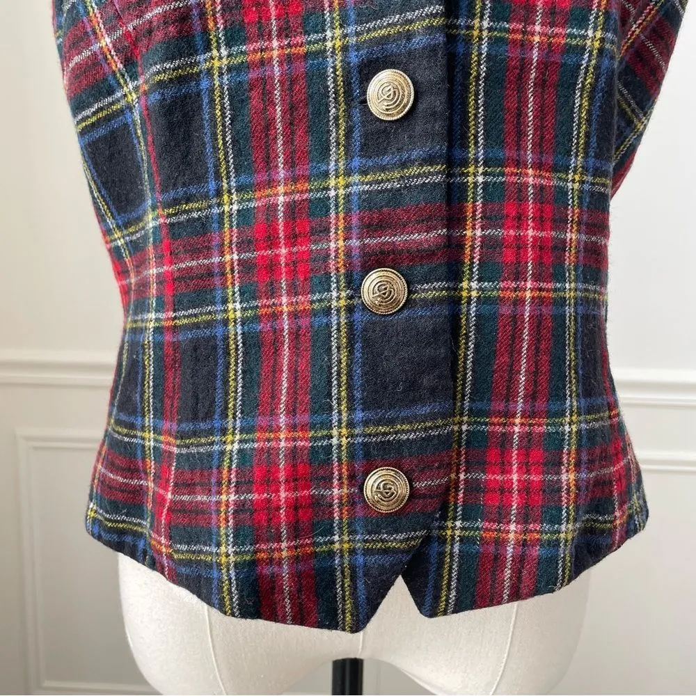 Vintage Gorgio Sant Angelo Tartan Plaid Wool Vest M Multiple Size M - Image 3