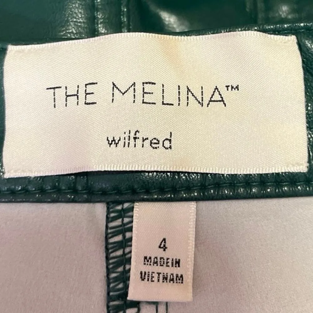 Aritzia Wilfred The Melina Faux Leather Green Women's Straight Casual Pants 4 - Image 5