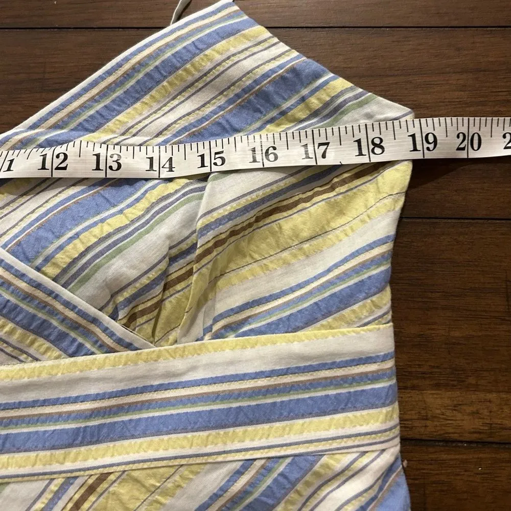 J. Crew Blue Yellow Striped Cotton Blend Sun Dress Size 14 New with tags - Image 7
