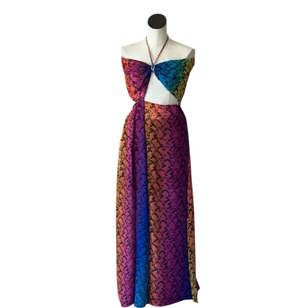 NWT Kurt Geiger London GRADIENT CUTOUT DRESS / Swim Coverup Muti Semi Sheer - Image 4