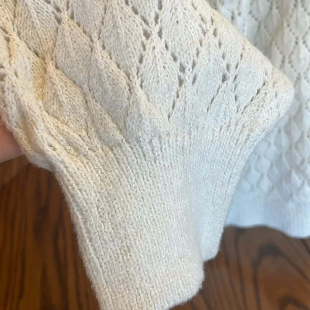 Oversized Cream Mock Neck Sweater Roomy Womens Large - Image 10