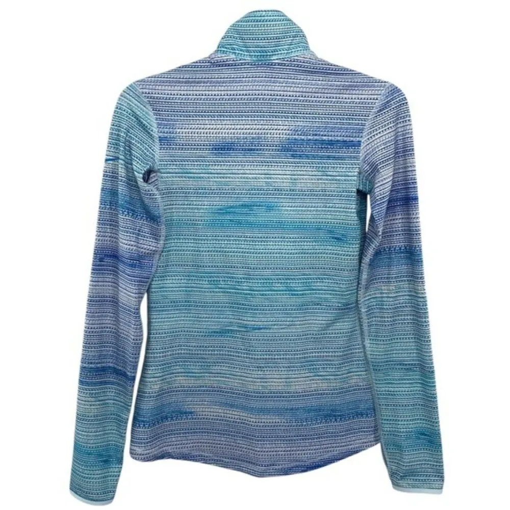Nike Dri-Fit Blue Striped Long Sleeve Base Layer Running Pullover Top - Image 9