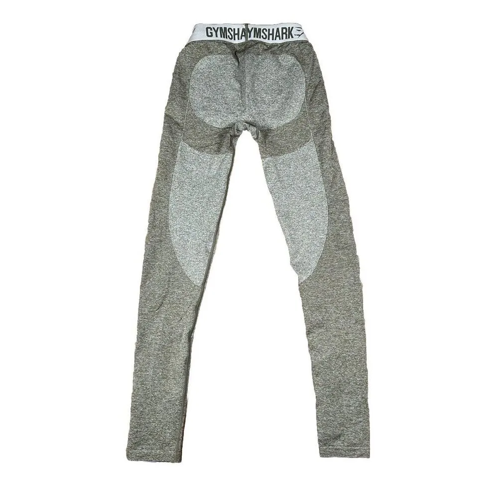 GYMSHARK Olive‎ Green Logo Waist Flex Low Rise Seamless Leggings SMALL S band - Image 4