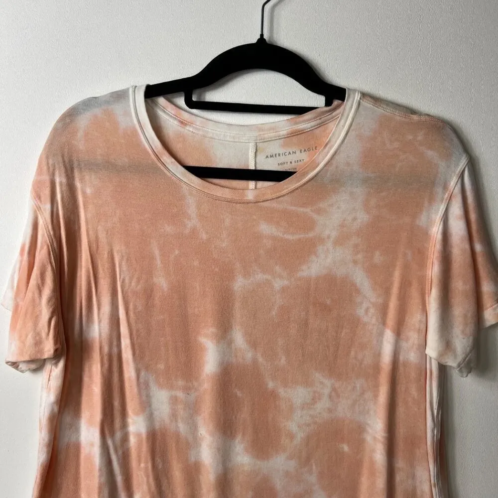American Eagle soft & sexy orange tie dye‎ t-shirt oversized women’s size small - Image 3