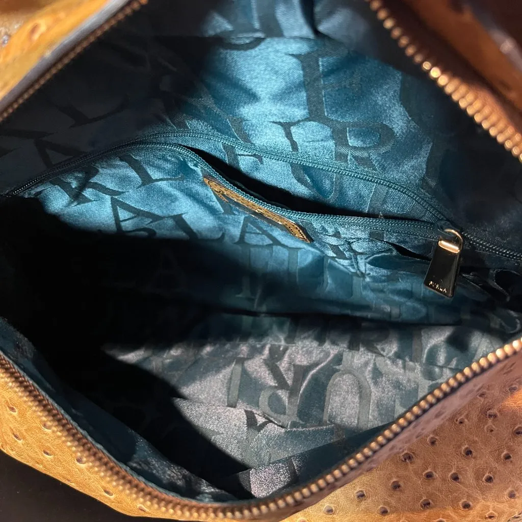 Furla Ostrich Leather 2-Way Top Handle Crossbody Bag - Preowned - Image 10