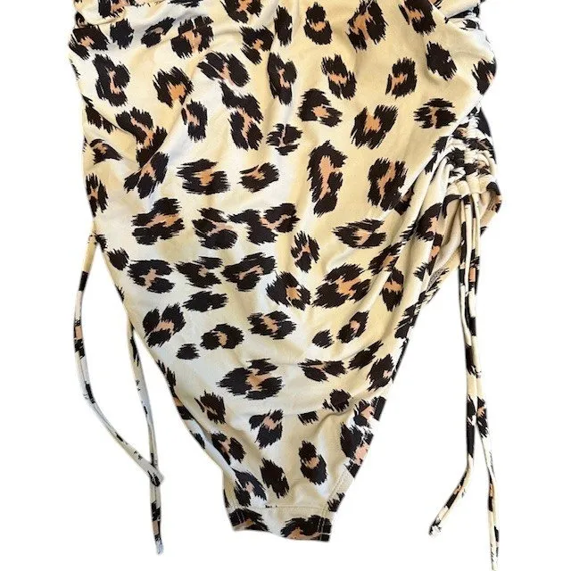 Kona Sol Leopard Print One Piece Swimsuit Adjustable Ruched Sides Size L - Image 10