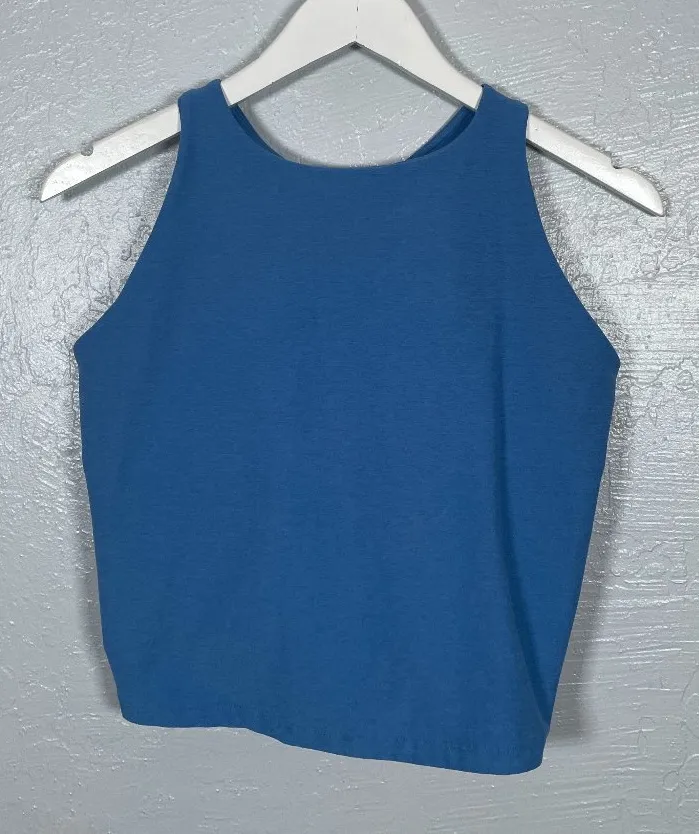 Beyond Yoga Women Plus Size 1X Blue Spacedye Refocus Cropped Tank Athleisure - Image 1