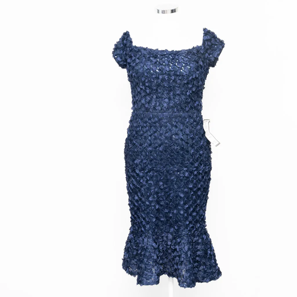 Xscape - 3D Petal Off-The-Shoulder Lace Fit & Flare Dress - Image 2