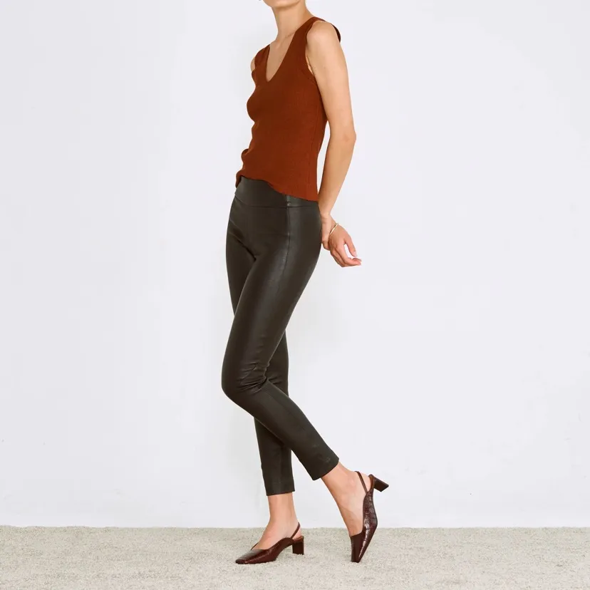 Off track OT Leggings Black Leather offtrack size xs made in USA‎ quiet luxury - Image 13