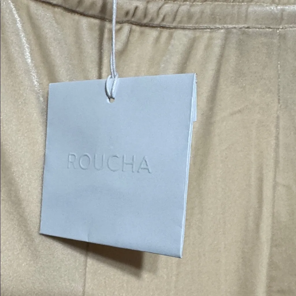 NWT Roucha Vaga Pant Ecru Cream Velvet Wide Leg Pants Size CC/12 W 14” - Image 2