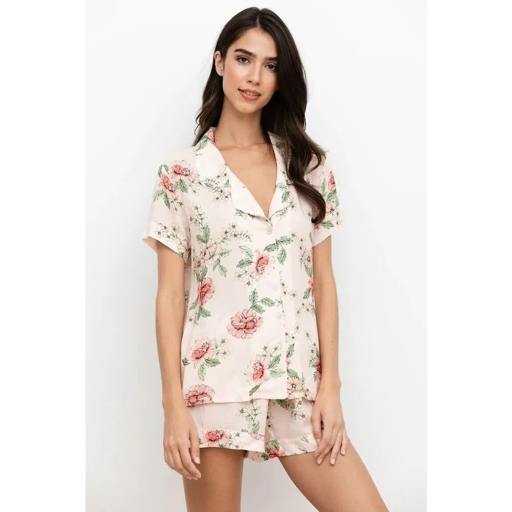 Yumi Kim Beauty Rest Floral Pajama Top Shirt Deep Love Hazel Pink XS EUC Button - Image 9