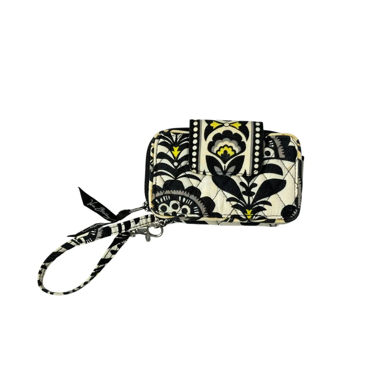 Vera Bradley "Baroque" Black White Floral Zip Around Wristlet Quilted - Image 2
