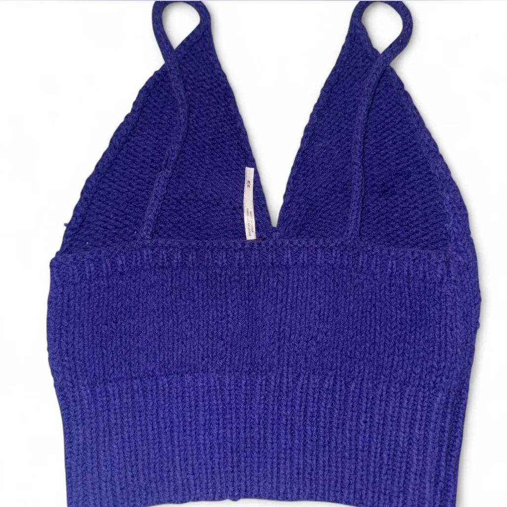 Free People Intimately Here All Day Knit Cropped Bralette Top Purple M - Image 2