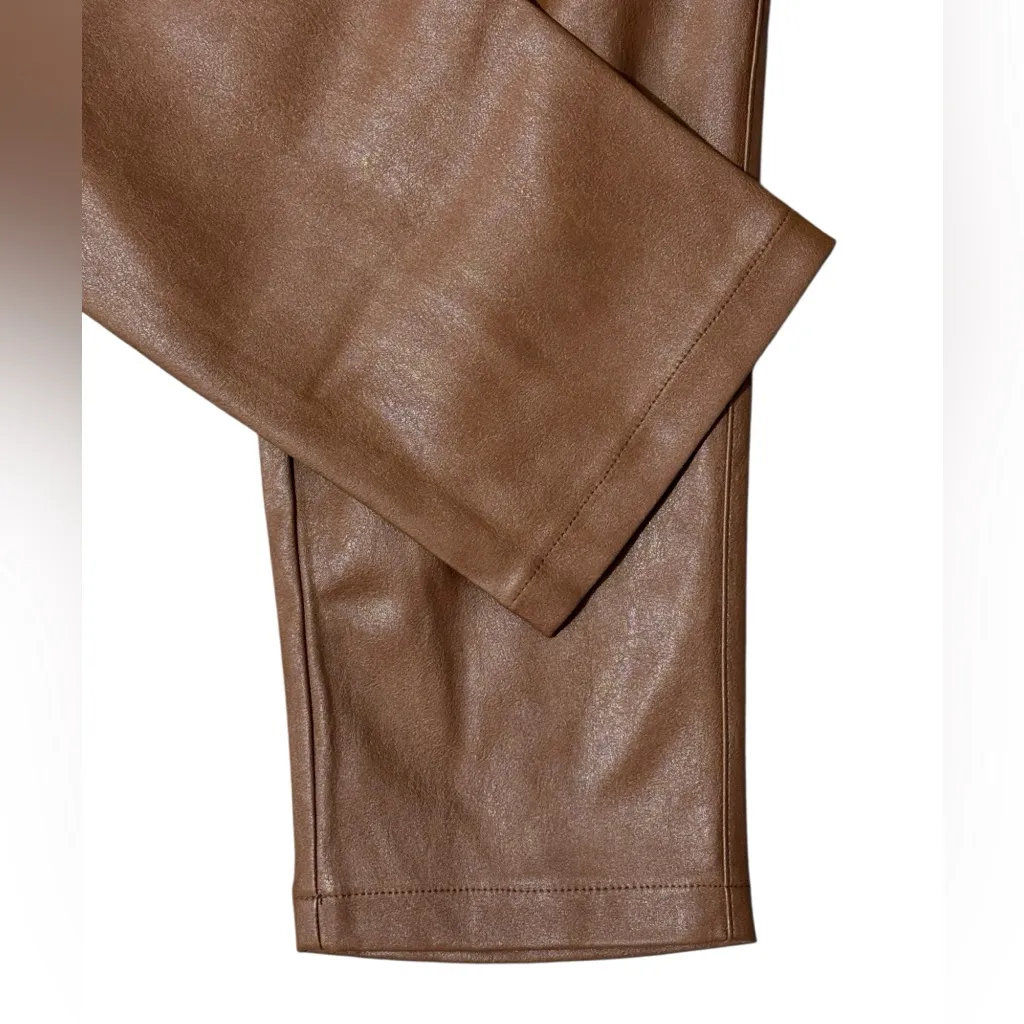 LUCY PARIS Faux Leather Paperbag Waist Pants S Brown $98 Retail NWT - Image 9