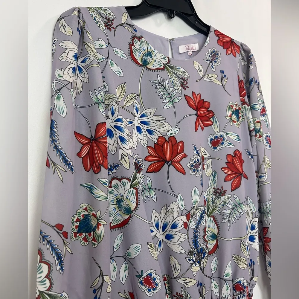 Parker Violet Garden Long Sleeve Smocked Waist and Cuffs Mini Dress Sz XS NWT - Image 2