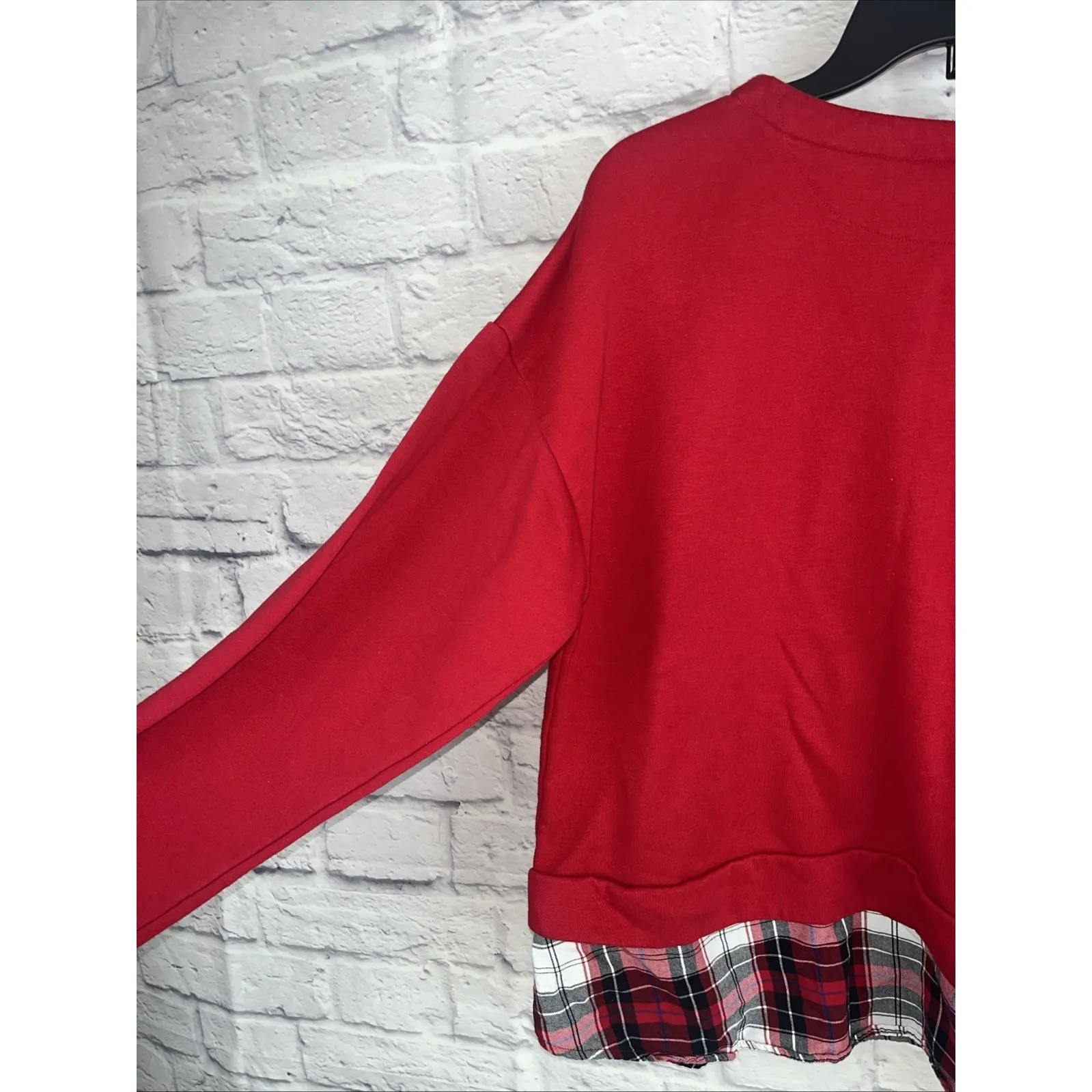 Izod Women's Preppy Casual Red Plaid Sweatshirt Size XXL - Image 5